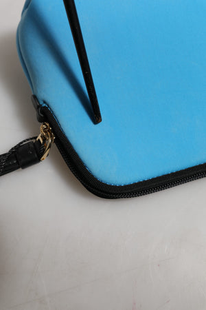 Blue Nylon DG Logo Print Clutch Zip Pouch Bag