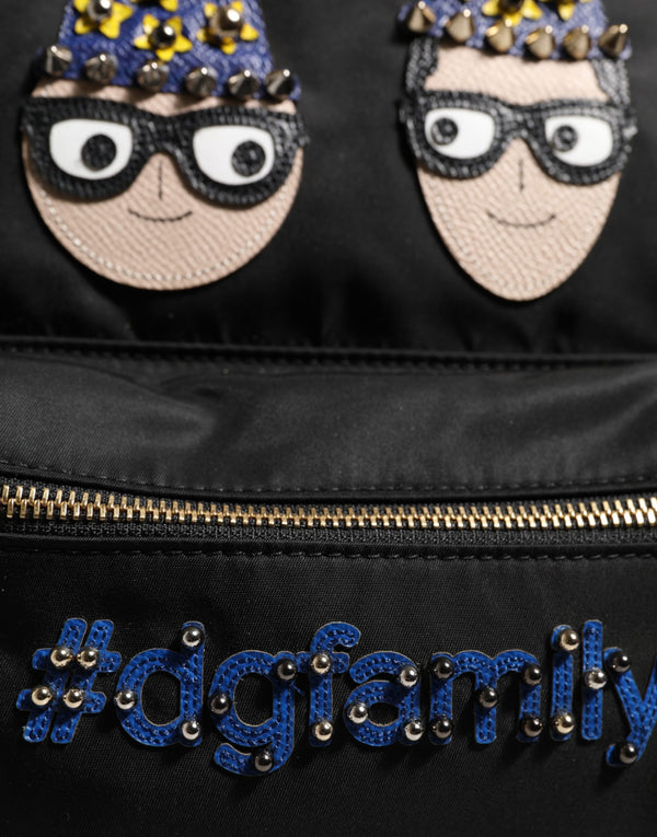 Black Nylon #DGFAMILY VULCANO Embellished Backpack Bag