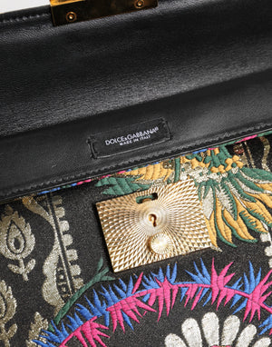 Multicolor Jacquard Floral Document Briefcase Bag