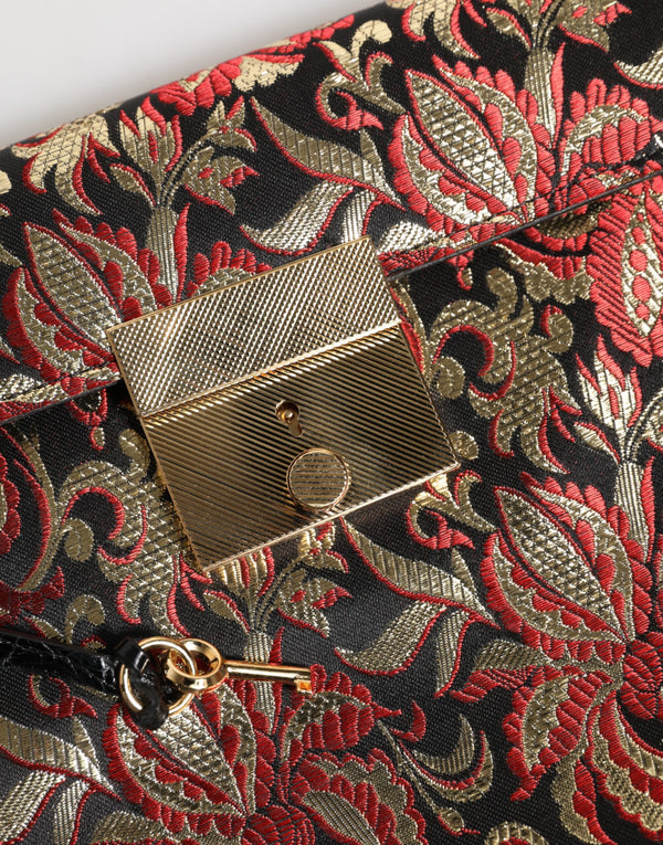 Multicolor Jacquard Floral Document Briefcase Bag
