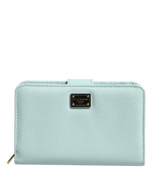 Mint Green Leather Bifold Continental Clutch Wallet