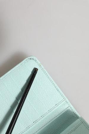 Mint Green Leather Bifold Continental Clutch Wallet