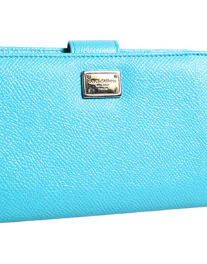 Light Blue Leather Bifold Continental Clutch Wallet