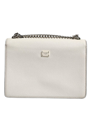 White Rosalia Small Calfskin Chain Shoulder Strap Bag