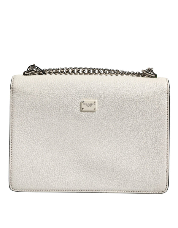 White Rosalia Small Calfskin Chain Shoulder Strap Bag