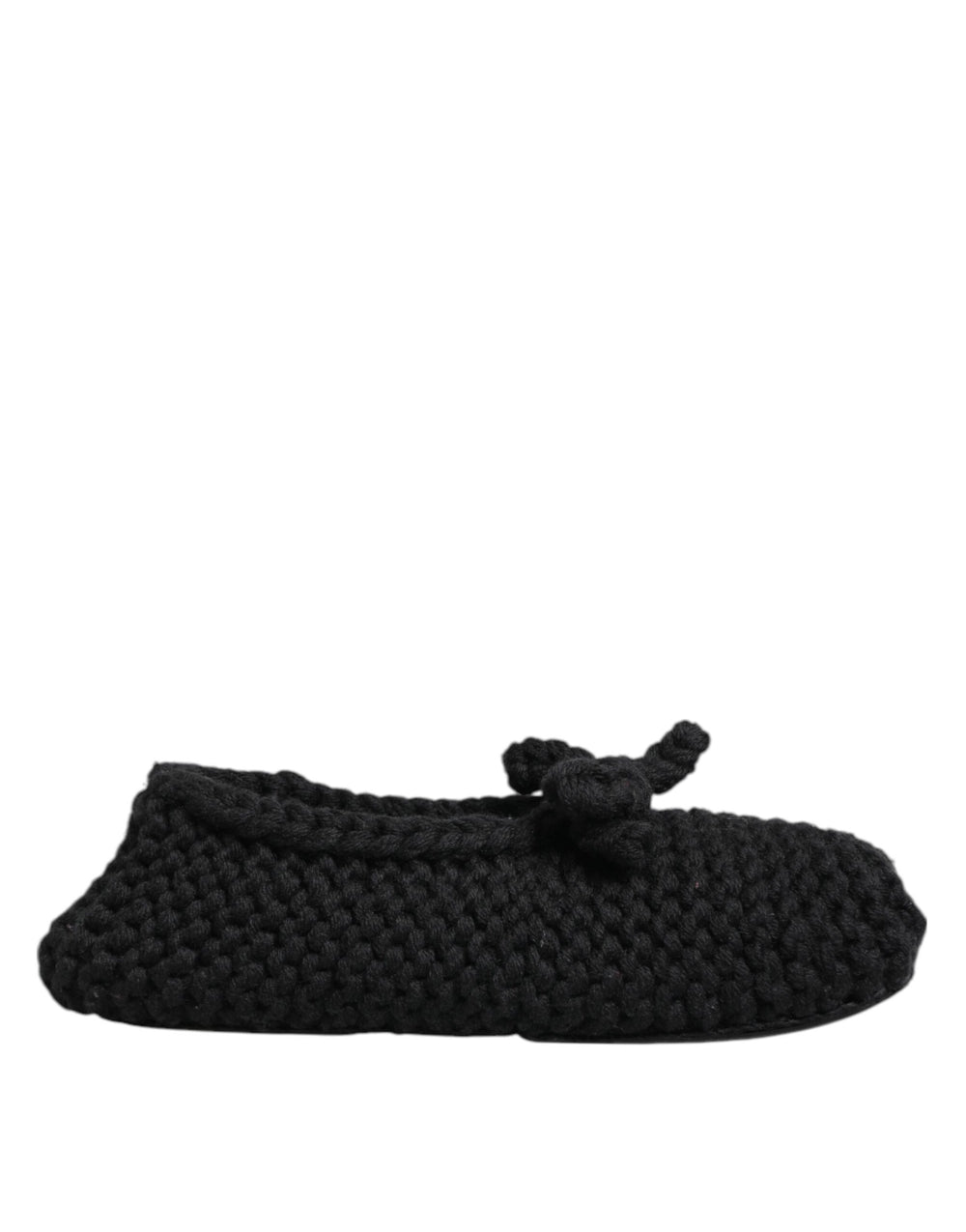 Black Wool Knit Slip On Ballerina Flats Shoes