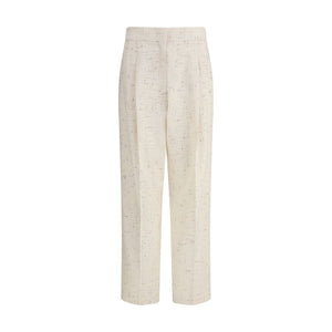 Beige Cotton Casual Pants