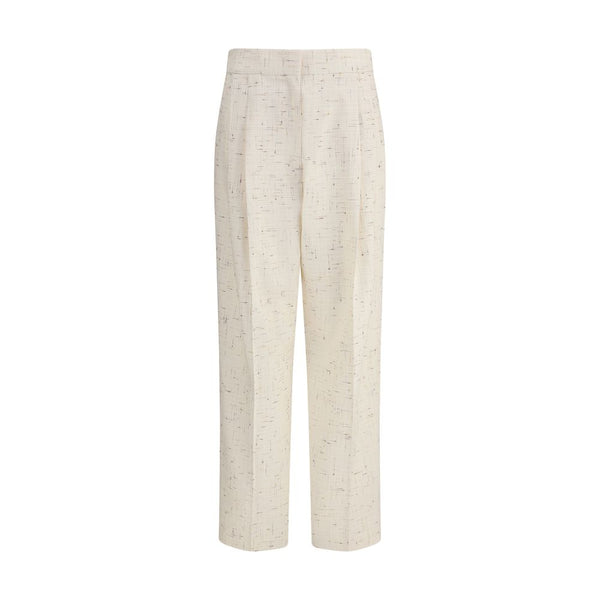 Beige Cotton Casual Pants