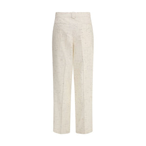 Beige Cotton Casual Pants