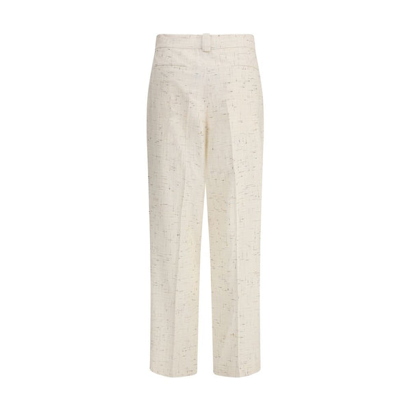 Beige Cotton Casual Pants