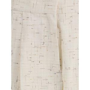 Beige Cotton Casual Pants