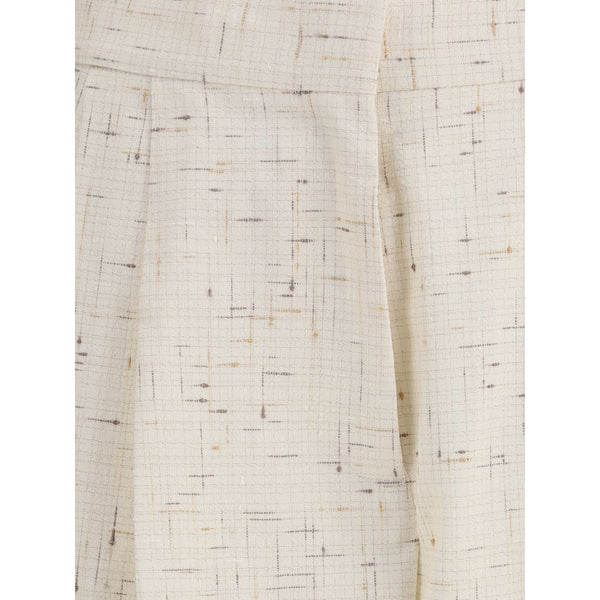 Beige Cotton Casual Pants