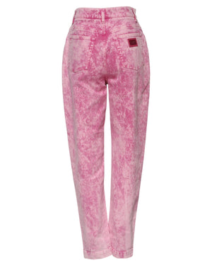 Pink Tie Dye High Waist Tapered Denim Jeans