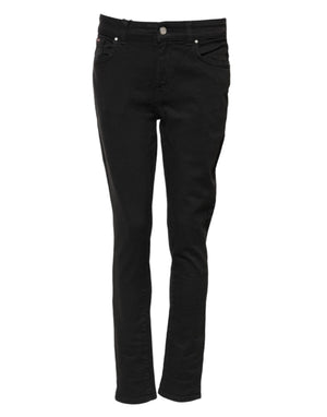 Black Cotton Skinny Mid Waist Denim Jeans