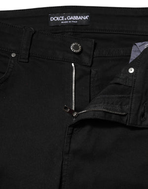 Black Cotton Skinny Mid Waist Denim Jeans