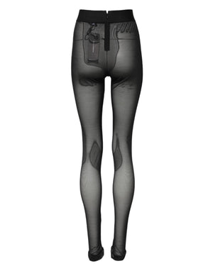 Black Nylon Leggings Stretch Pants