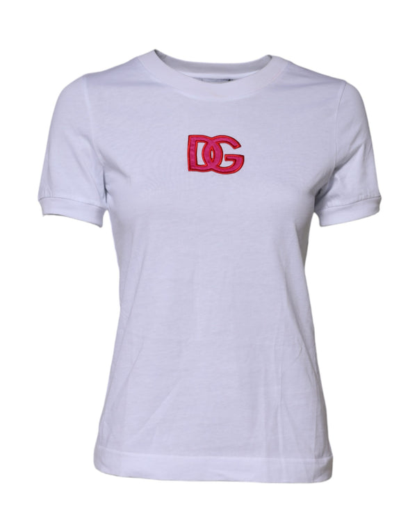 White Cotton DG Logo Embroidery Top T-shirt
