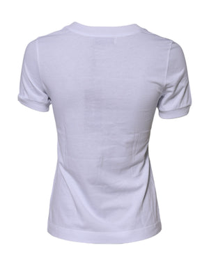 White Cotton DG Logo Embroidery Top T-shirt