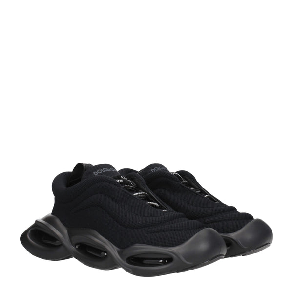 Black Fabric Chunky Sneakers
