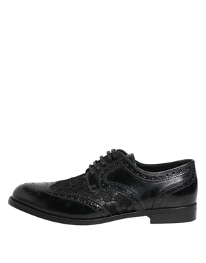 Black Leather Floral Lace Dress Formal Shoes