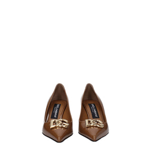 Brown Leather High Heel Pumps