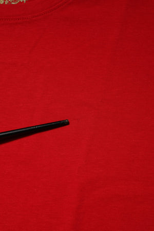 Red Crew Neck Short Sleeves Top T-shirt