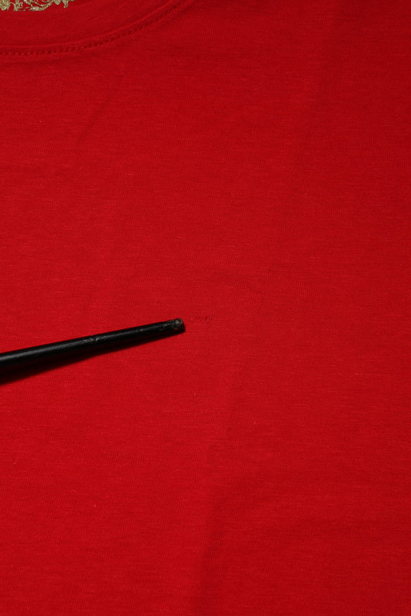 Red Crew Neck Short Sleeves Top T-shirt