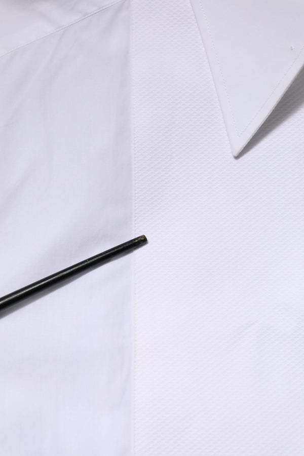 White Cotton Collared Long Sleeves Shirt Top