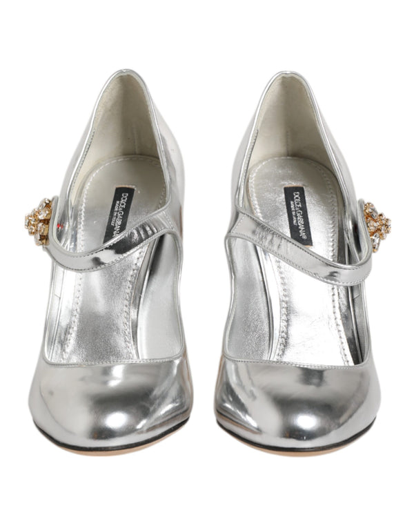 Silver Chandelier Sculpted Heel Mary Jane Pump Shoes