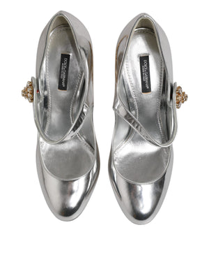 Silver Chandelier Sculpted Heel Mary Jane Pump Shoes