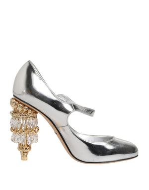Silver Chandelier Sculpted Heel Mary Jane Pump Shoes