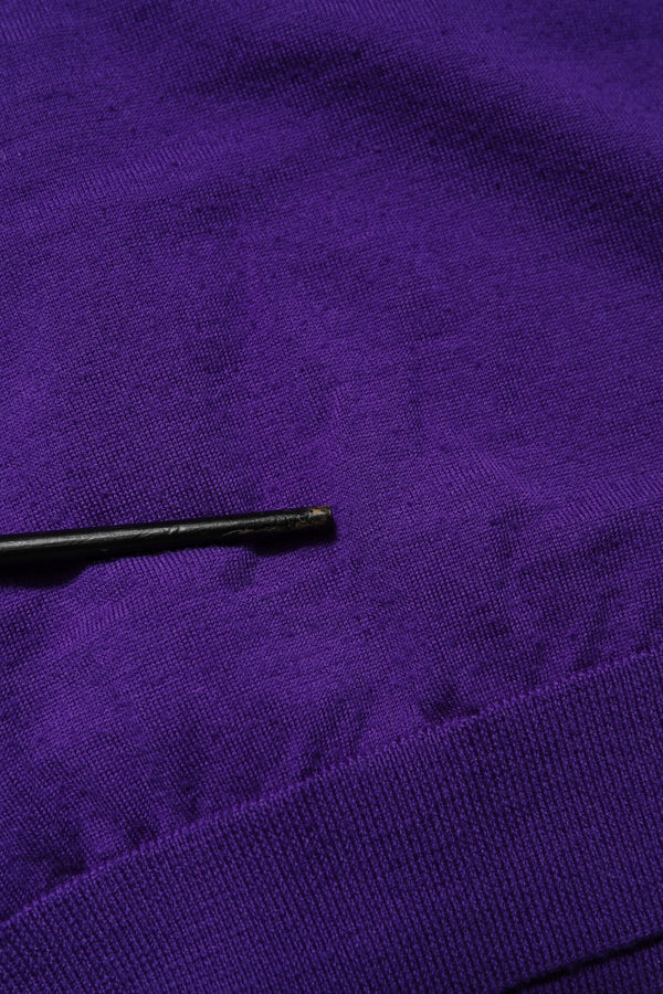 Purple Wool Knit V-neck Cardigan Sweater