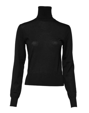 Black Cashmere Turtleneck Pullover Sweater
