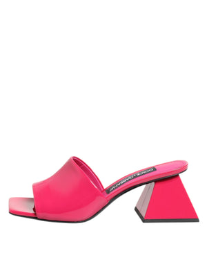Pink Open Toe Block Heel Mules Sandals Shoes
