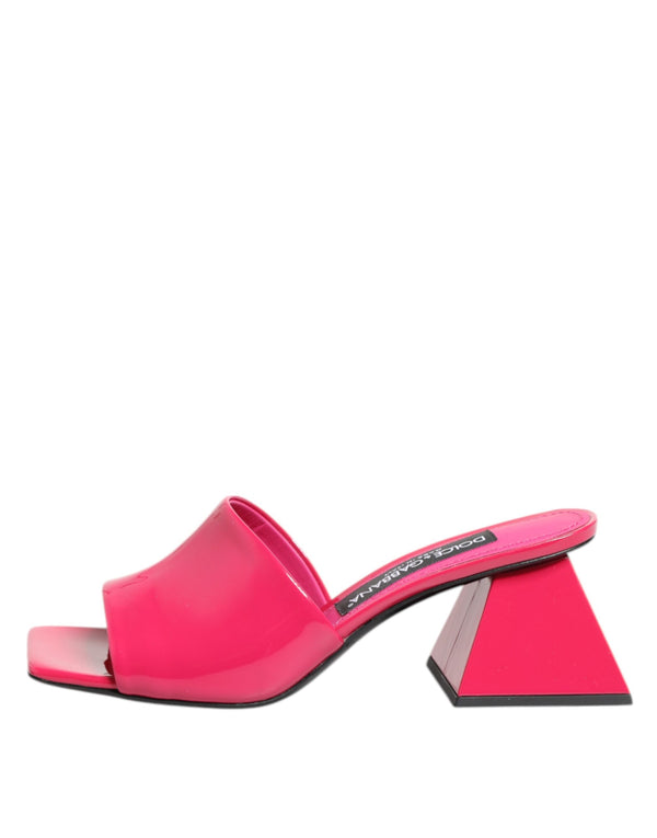 Pink Open Toe Block Heel Mules Sandals Shoes