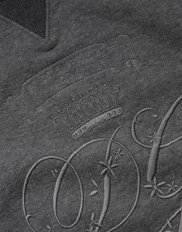 Gray DG Logo Embroidered Pullover Sweater