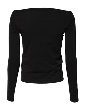 Black Wool Shrug Crew Neck Pullover Sweater