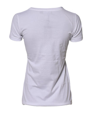 White Cotton Crew Neck Short Sleeves T-shirt