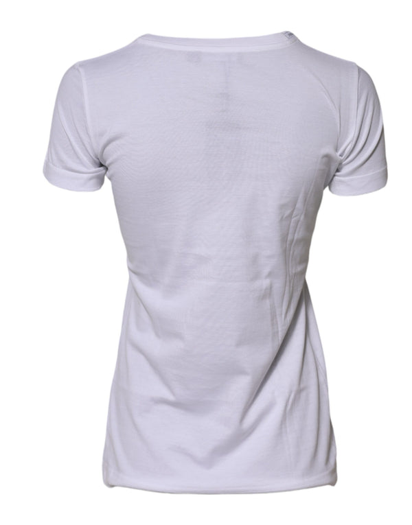White Cotton Crew Neck Short Sleeves T-shirt