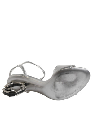 Silver KEIRA Heels Ankle Strap Sandals Shoes