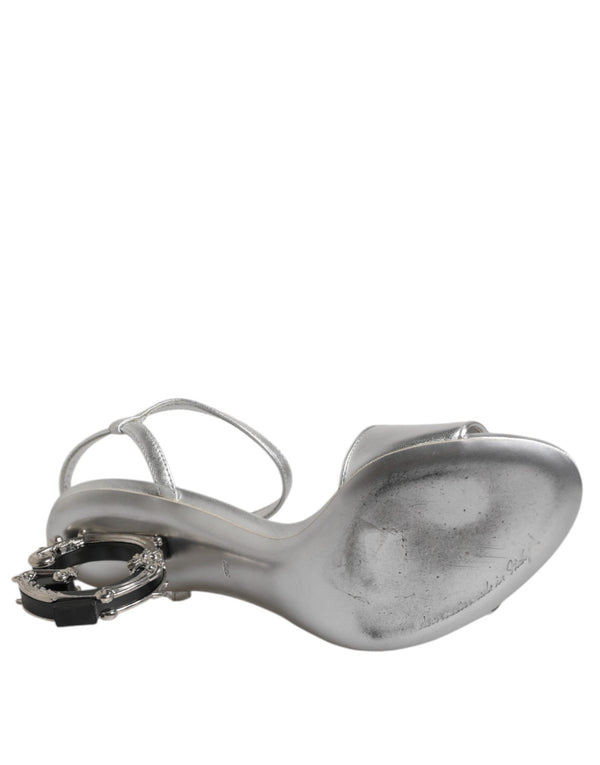 Silver KEIRA Heels Ankle Strap Sandals Shoes