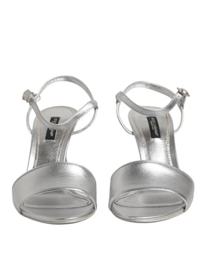 Silver KEIRA Heels Ankle Strap Sandals Shoes