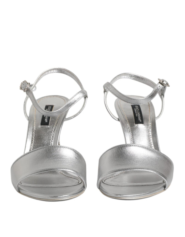 Silver KEIRA Heels Ankle Strap Sandals Shoes