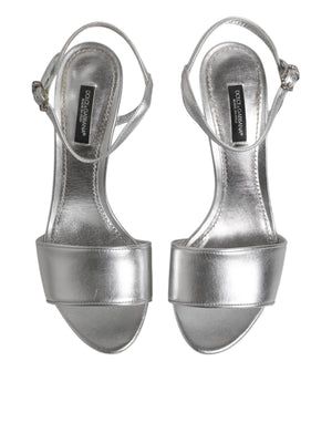 Silver KEIRA Heels Ankle Strap Sandals Shoes