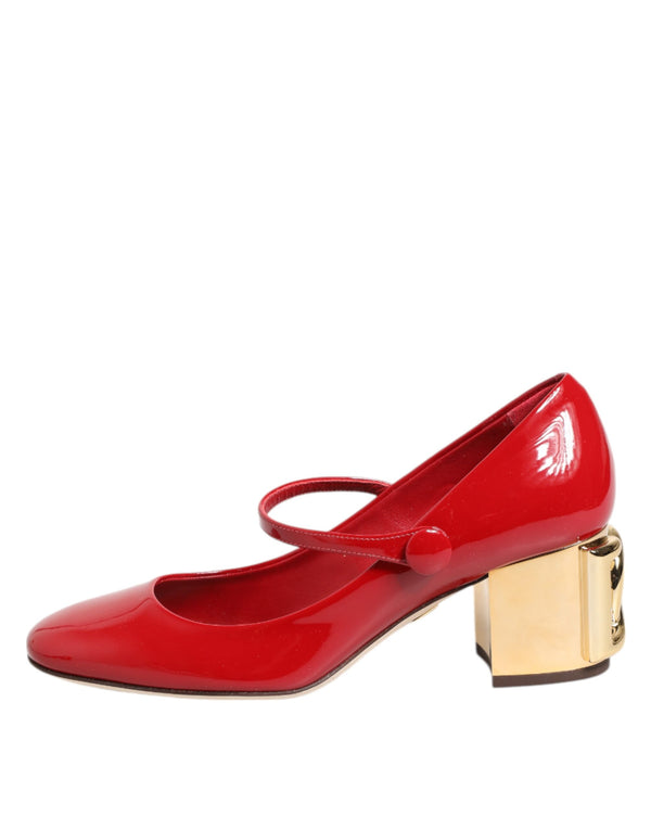 Red Leather DG Logo Heels Sandals Shoes