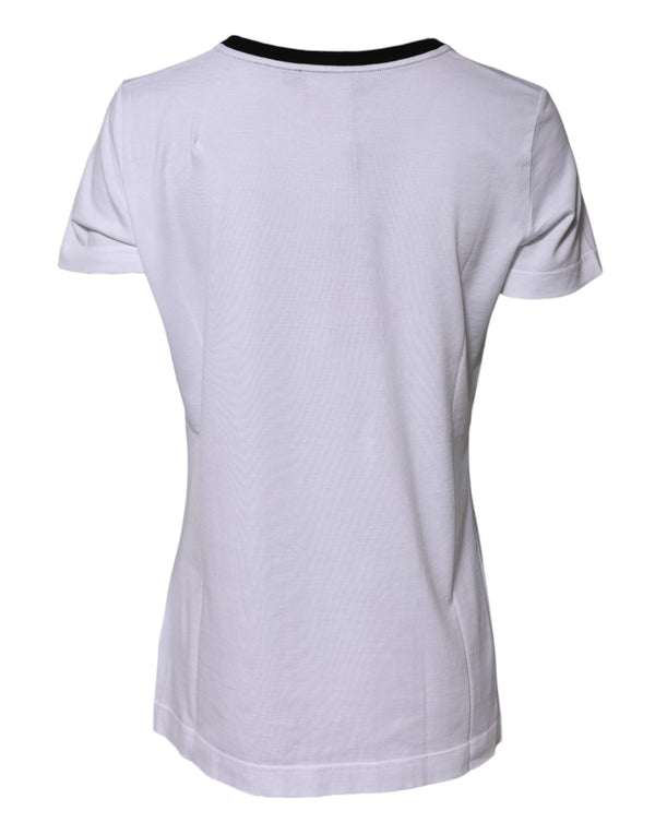 White Eleganza Cotton Crew Neck Tee T-shirt