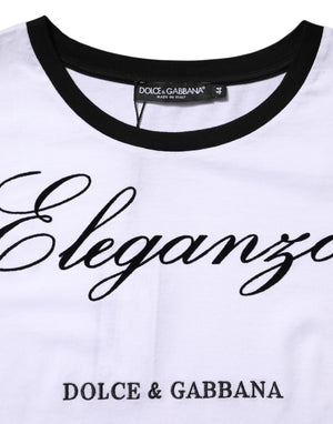 White Eleganza Cotton Crew Neck Tee T-shirt