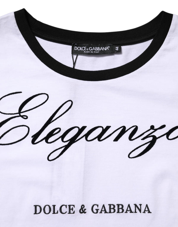 White Eleganza Cotton Crew Neck Tee T-shirt