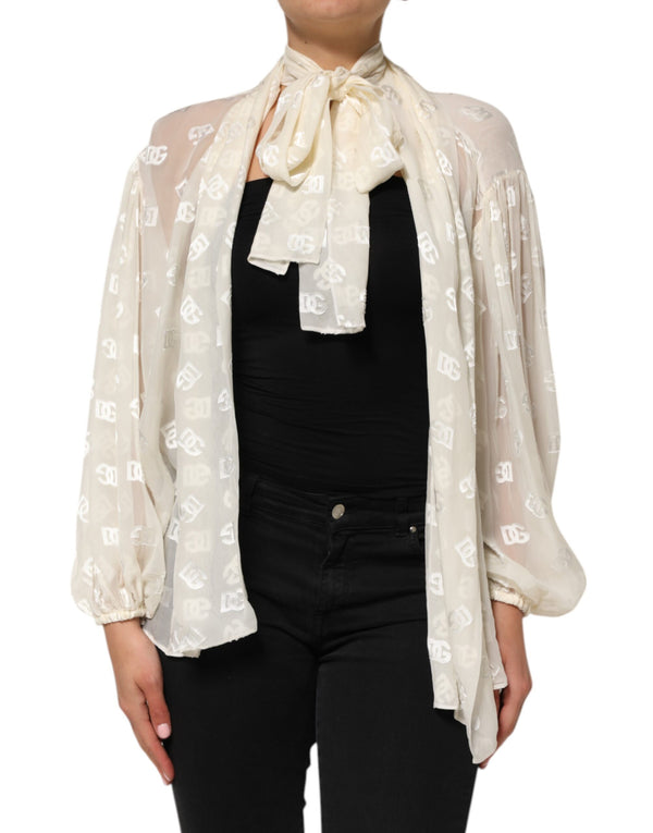 Off White Logo Monogram Ascot Collar Top