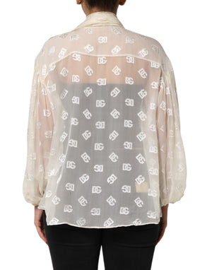 Off White Logo Monogram Ascot Collar Top